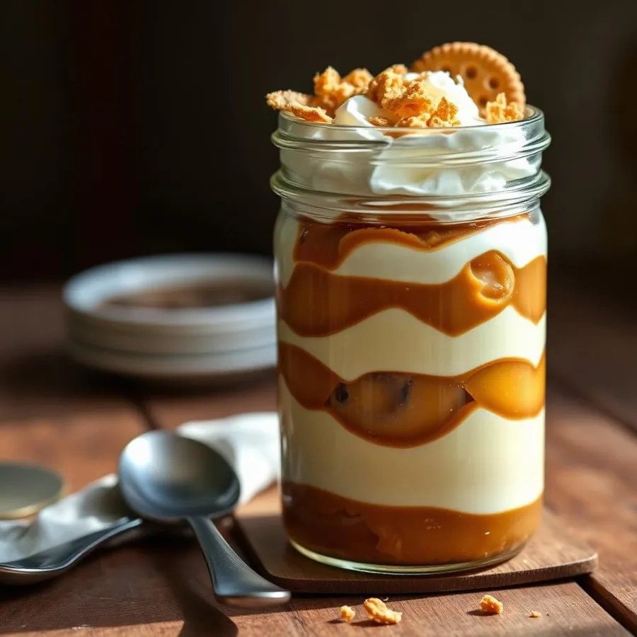 Copinho de doce de leite com creme e biscoito