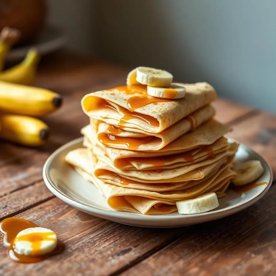 Panqueca doce recheada com banana