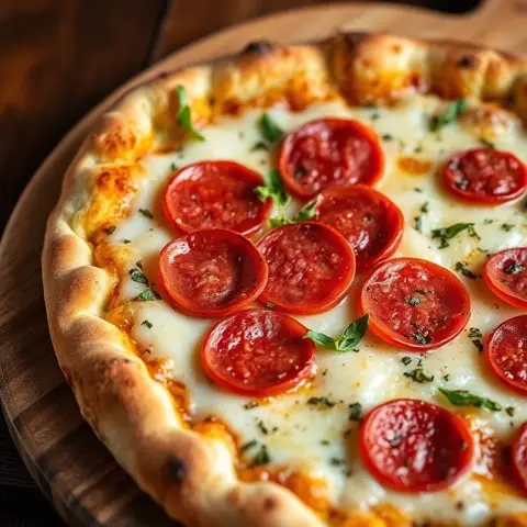 Pizza rápida de provoleto com salame