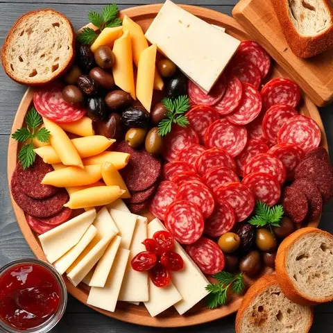 Tábua de frios simples com trançado no vinho